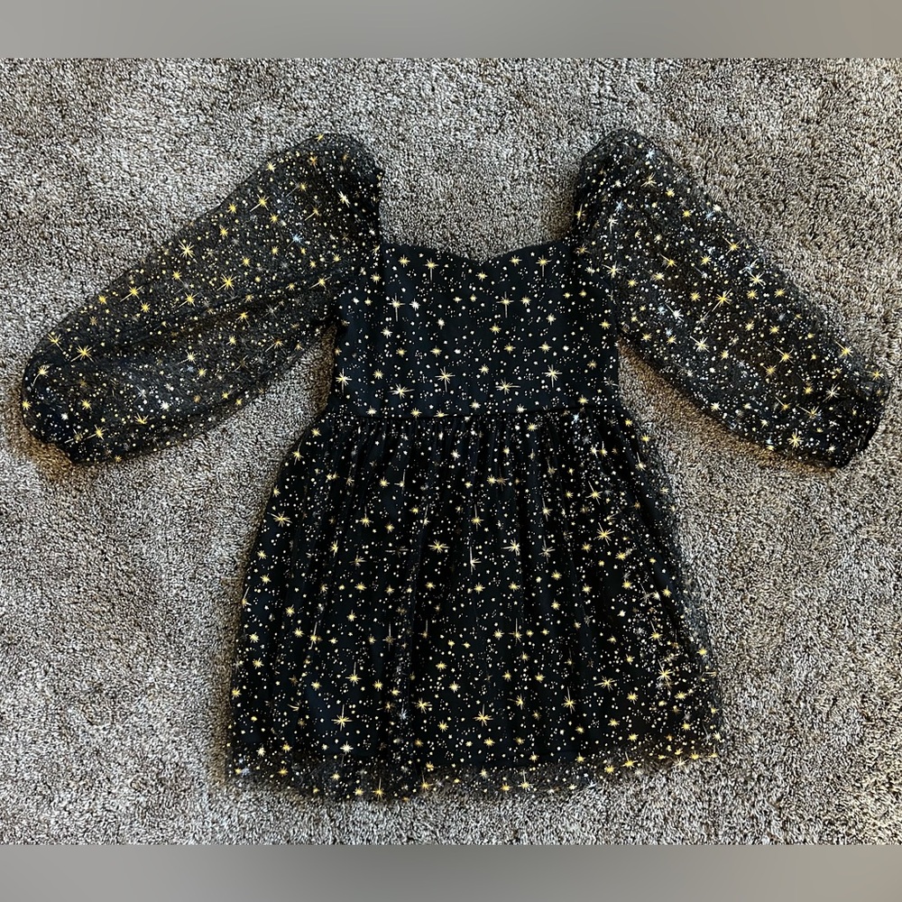 Black Dress with Gold Star Pattern